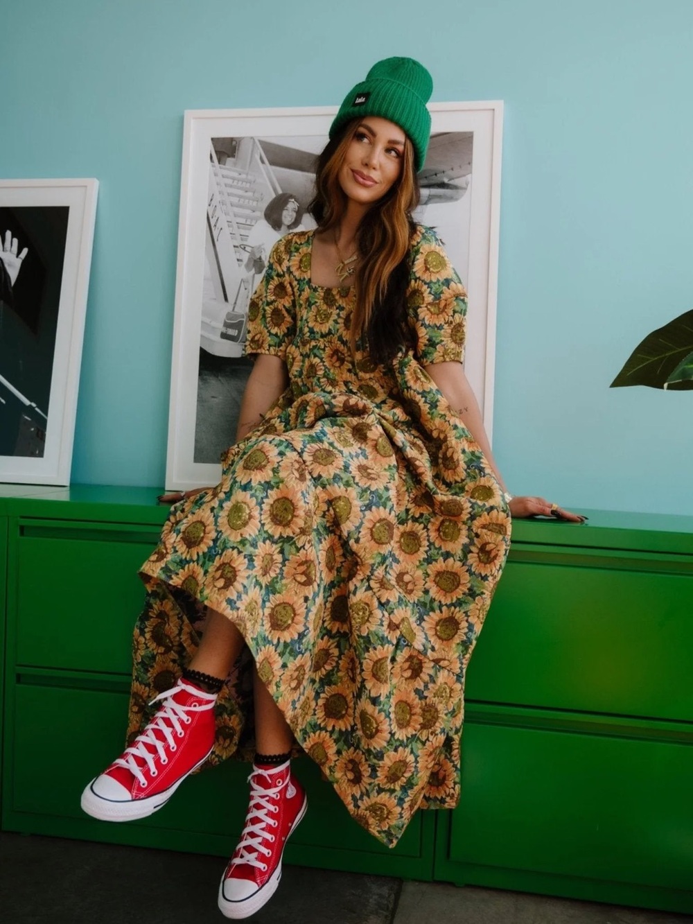 Dressed in lala feels like sunshine sunflower jacquard tapestry maxi dress